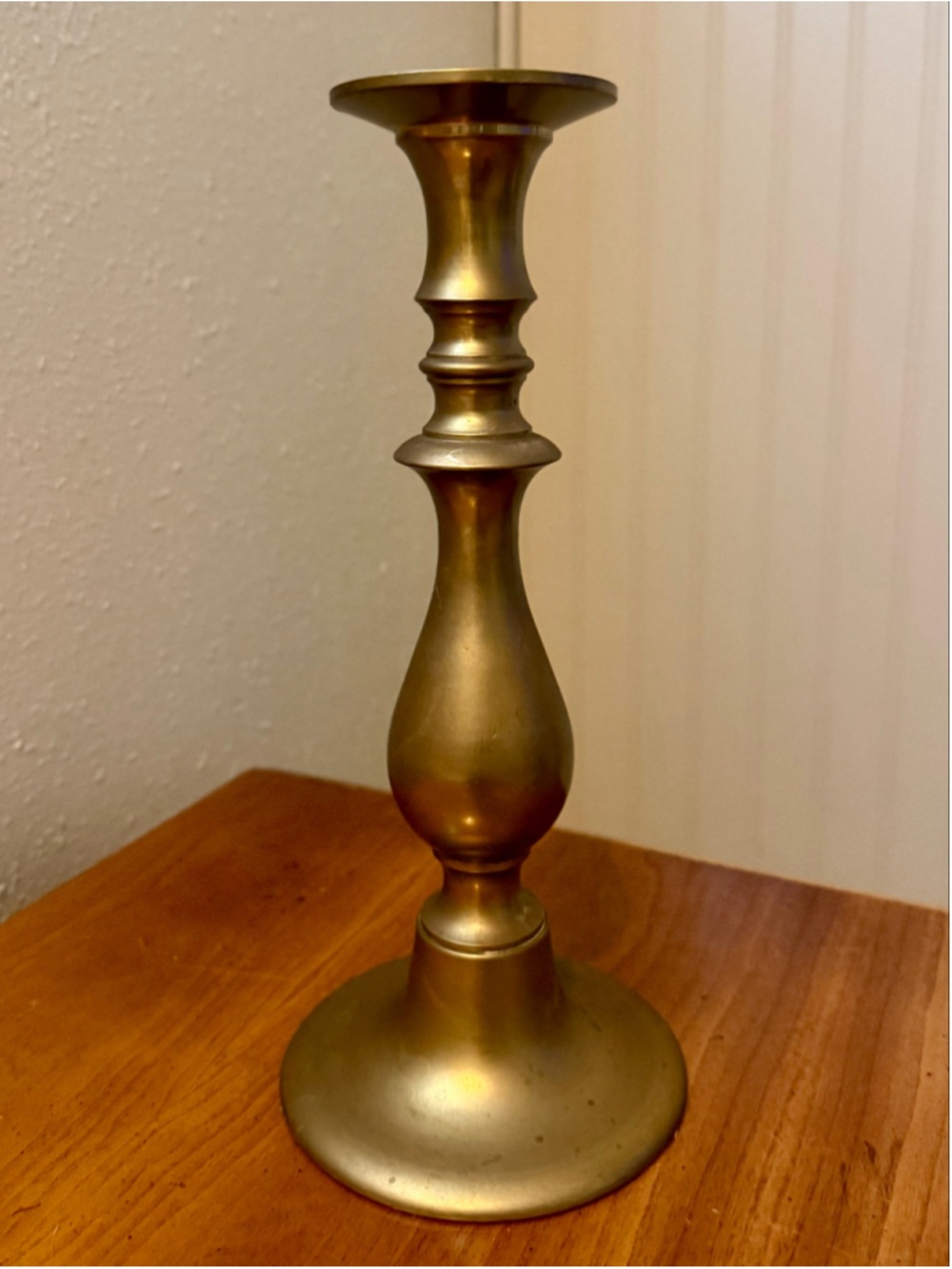 Vintage Solid Brass Taper Candlestick Holder Baluster Stem Warm Patina